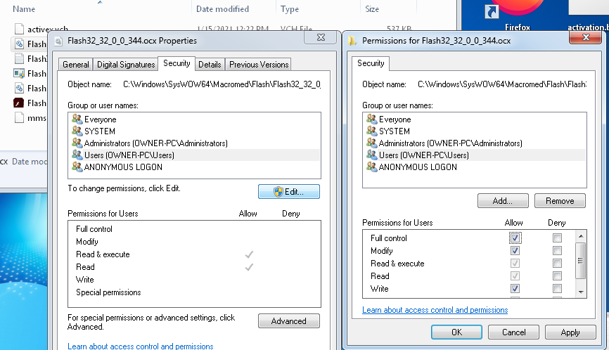 ocx file permissions