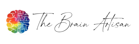 Colorful Brain next to title of business "The Brain Artisan"